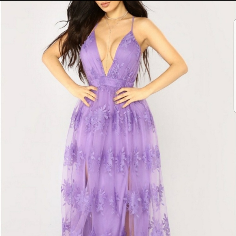 Spring Lavender Floral Dress (floor length)